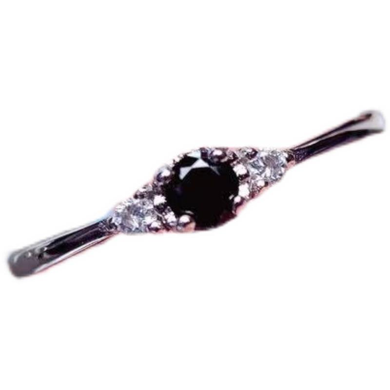 Women's Open Design Ring with Imitation Obsidian Gemstone and Black Spinel, Dark Style, Small Size, Free Shipping