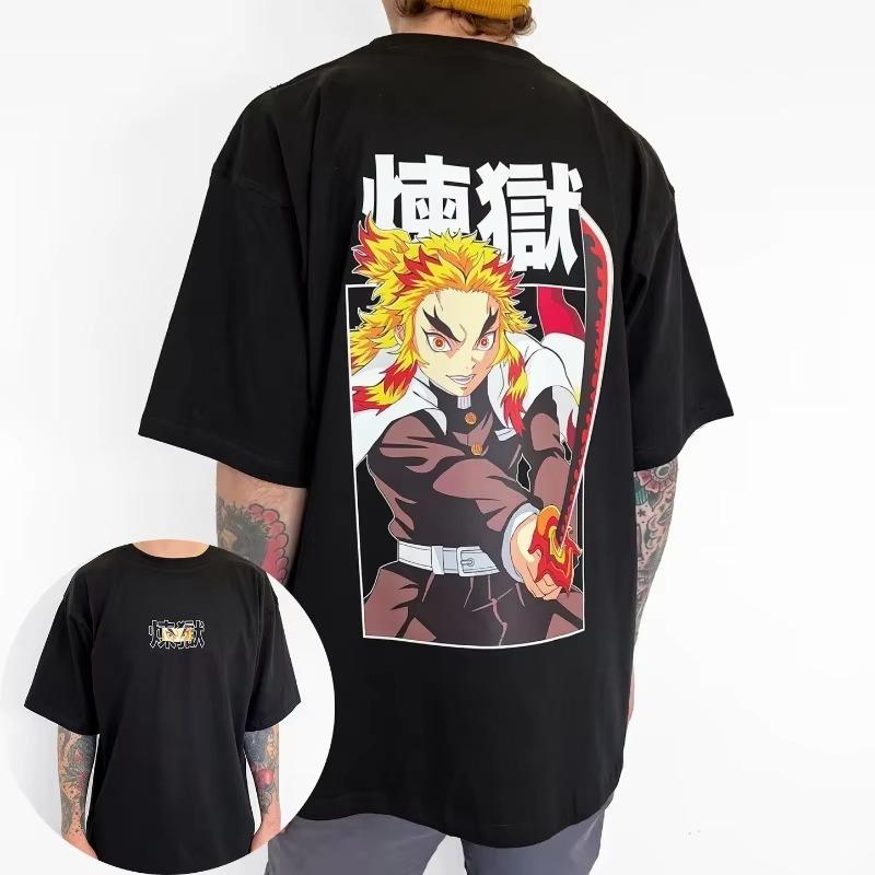 

Demon Slayer Anime Purgatory Apricot Shoulang Japanese Harajuku Wind Mens SpringSummer New Casual Tshirt S