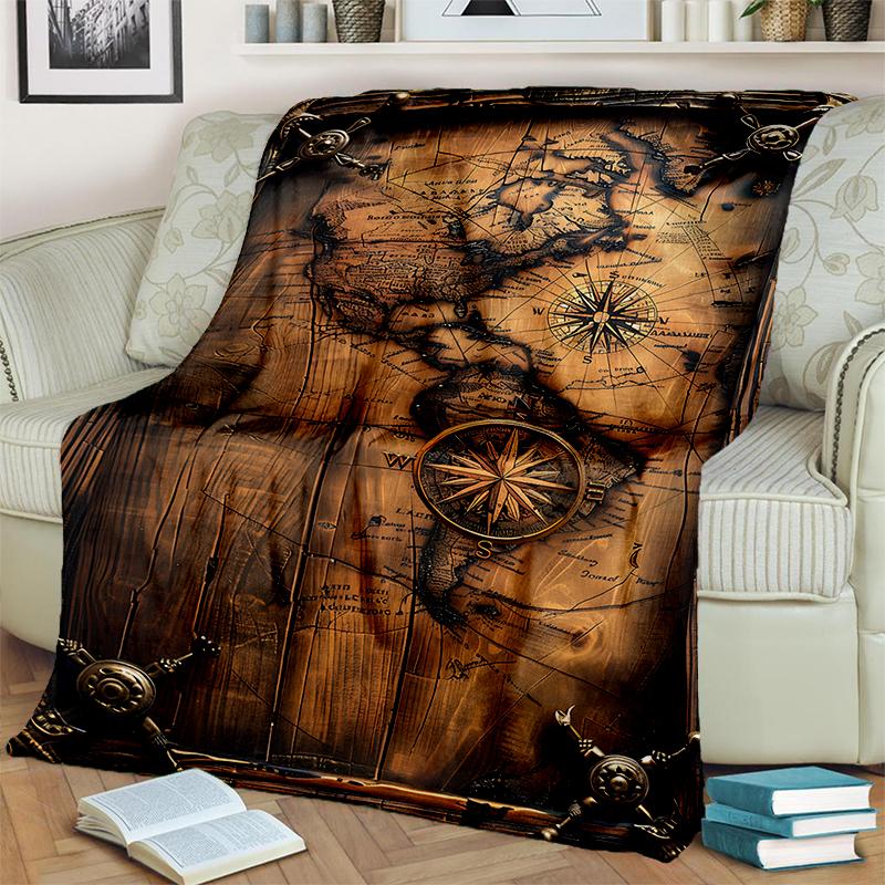 29 Style New Retro Marine Nautical Chart Compass Map Blanket,Soft Throw Blanket for Home Bedroom Bed Sofa Travel Office Cover