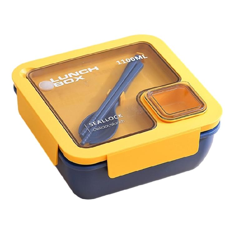 Mehrteiliger Lunchbehälter mit versiegeltem Deckel, Kunststoff, mikrowellengeeignet, zur Trennung von heißen und kalten Speisen
