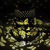 Solar Butterfly Cone Lantern Light - Hollow-Carved Metal Shadow Lamp, Waterproof Hanging Decor for Garden, Patio & Porch