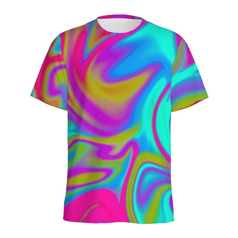 Abstract Colorful Liquid Trippy Pattern T Shirt For Men Summer Casual Round Neck Short Sleeve Tees Women Tops 3d Printed T-Shirt
