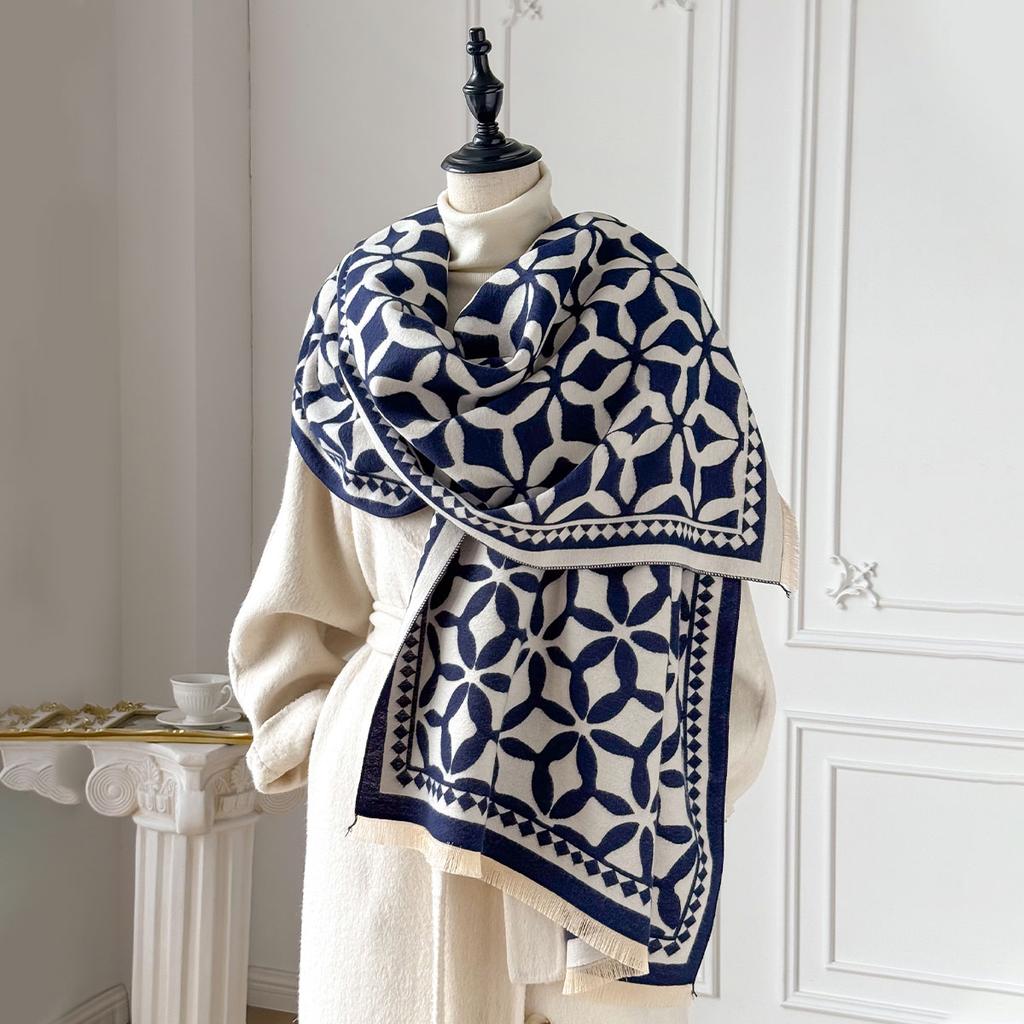  Brand Warm Cashmere Poncho Shawl Scarf Luxury Print Thick Pashmina Winter Blanket Wraps Bufanda Casual Hijab Stoles Echarpe