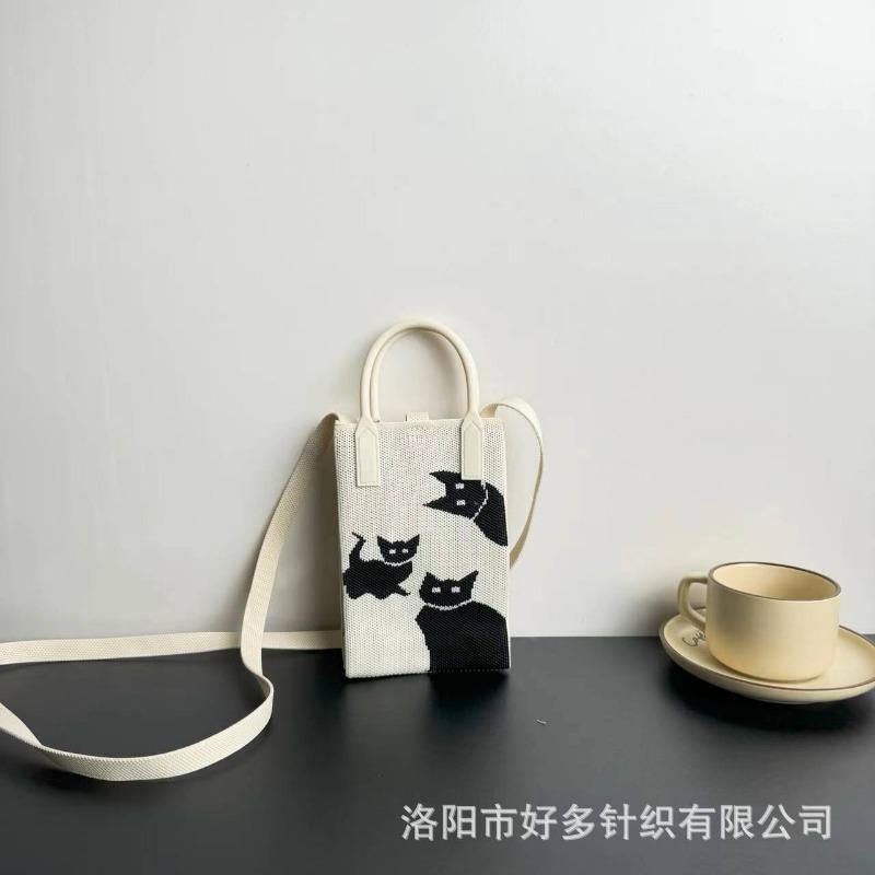 Premium Sense Ns Mobile Phone Bag New Cartoon Knitted Bag Dopamine Niche Versatile Messenger Shoulder Bag Handbag