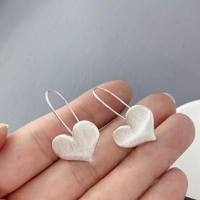 Simple Cold Style Brushed Lovely Sterling Silver Earrings for Women S925 Special-Interest Design Personality All-Matching Graceful