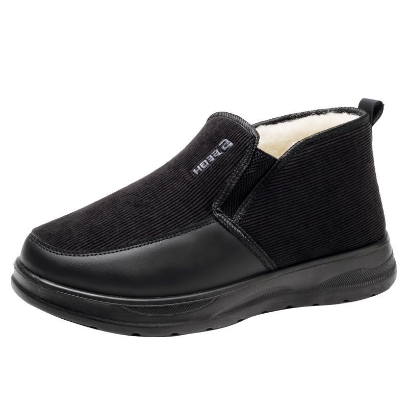 Winter new Beijing cloth shoes fleece thickened light sole soft sole comfortable men's cotton shoes old dad shoes