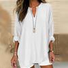 Dames top v-hals lange mouwen onregelmatige zoom losse effen kleur vintage dun zacht ademend casual middenlengte dame lente herfst blouse shirt