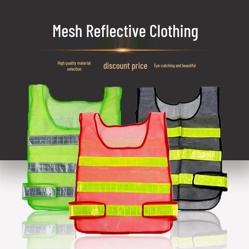 Red Mesh Reflective Safety Vest - Fluorescent Nighttime Traffic Command Vest 001 Mesh