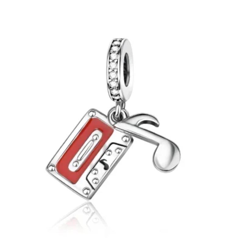 925 Silver Music Instrument Charms Piano Headphone Trumpet Violin Pendant Beads DIY Bracelet Necklace Gift for Her