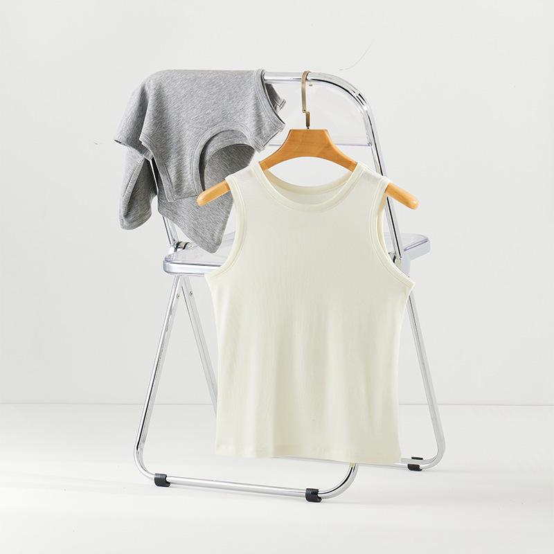 Cloud-Soft Skin-Friendly Wool Lyocell Vest with Round Neck - Versatile, Multiple Colors in Stock Large белый