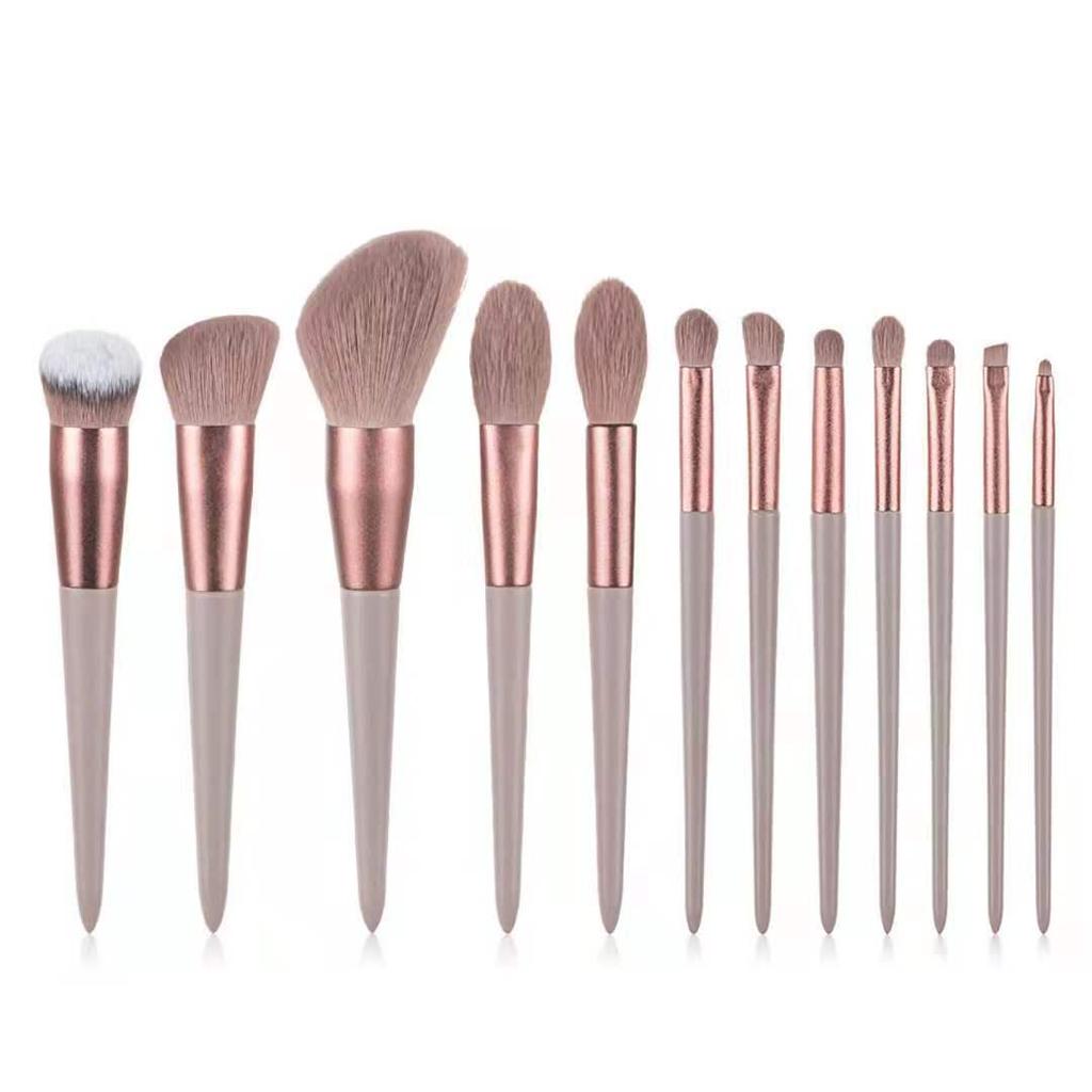 13-Piece Evergreen Makeup Brush Set: Portable Powder, Concealer, Blush, and More