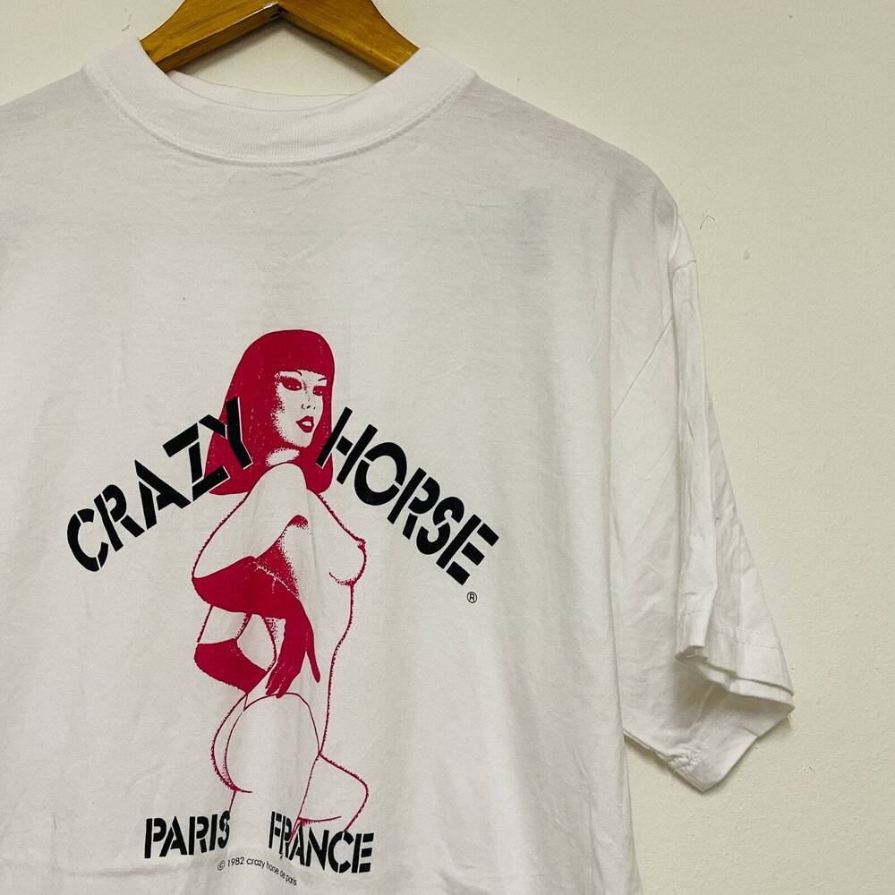 Винтажная футболка 80-х Crazy Horse De Paris / Танцы / Театр / Кабаре / Редкая / Унисекс Футболка XXL