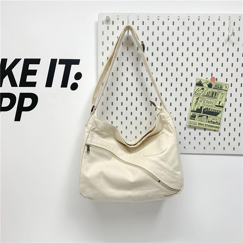 Casual canvas tote bag women's new college students class simple shoulder bag large capacity versatile messenger bag