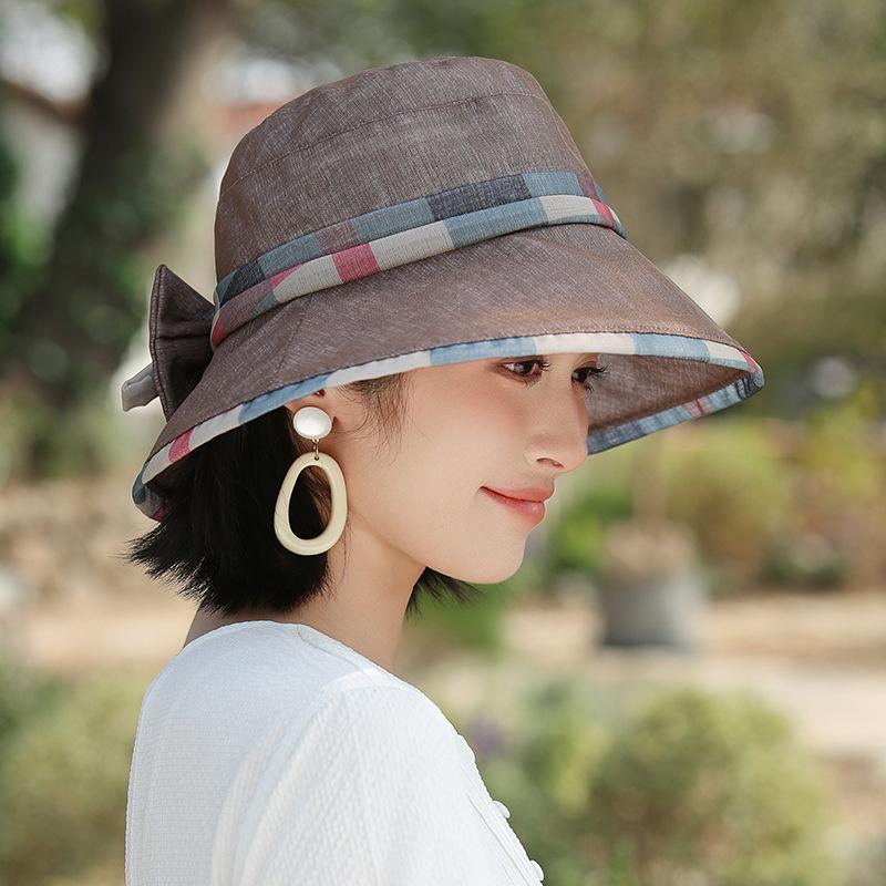 

Элегантная шляпа-панама от солнца для женщин - Дышащая весенне-летняя шляпа-ведро для стильной прогулки One Size кофейный