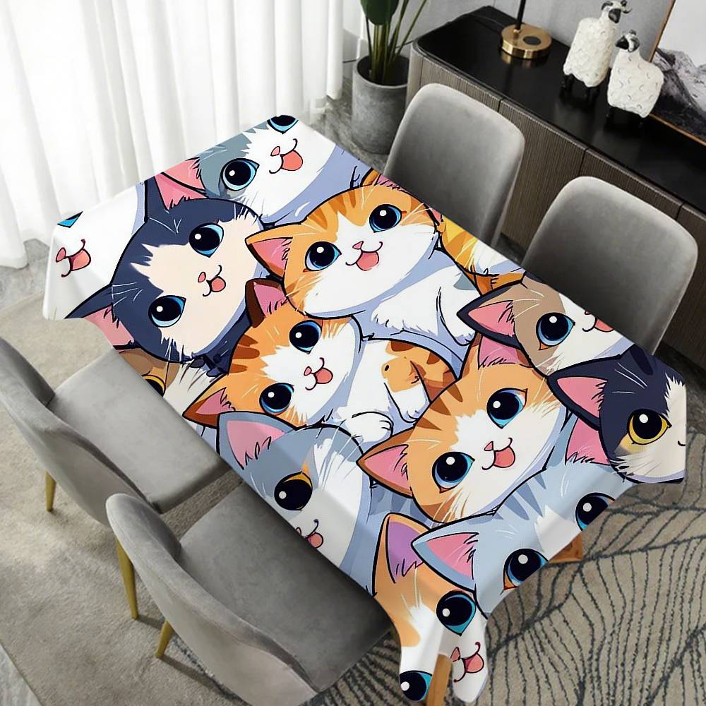 Cat Theme Printed Table Cloth Waterproof Oilproof Home Rectangular Party Table Cover Tablecloth Outdoor Picnic Mat