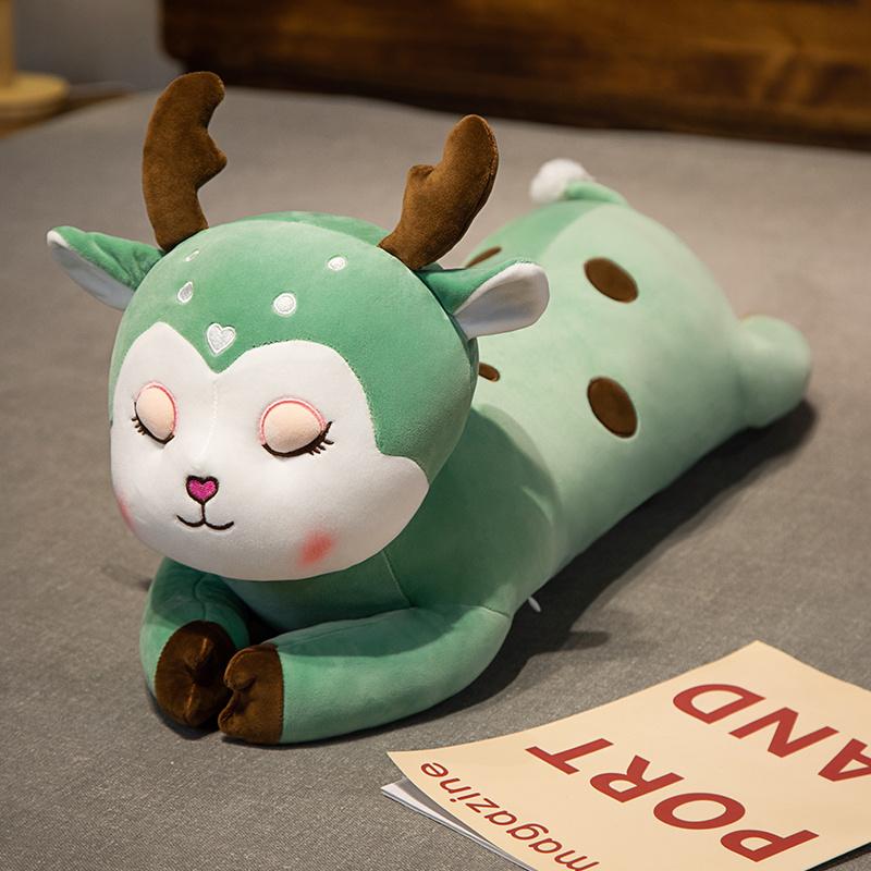 

Kawaii Dream Лежащий пятнистый олень, плюшевые игрушки, мягкая подушка с животными, подушка для сна, куклы-жирафы для детей, подарок для ребенка 60cm
