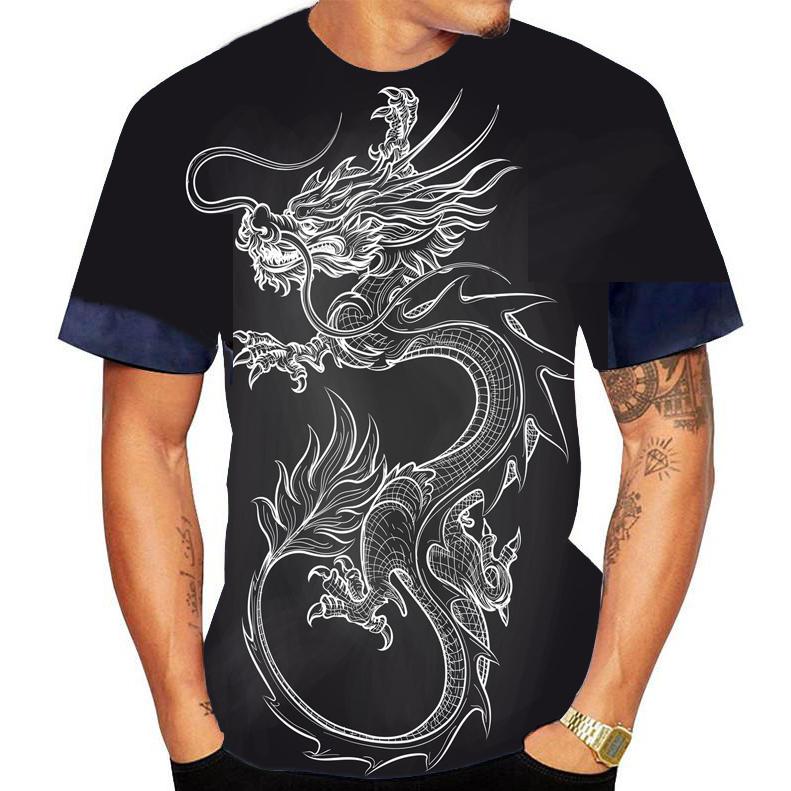 

Футболка с 3D принтом дракона, весна-лето, женская и мужская одежда, большие размеры, свободные топы с круглым вырезом и короткими рукавами, дышащие рубашки для пар M