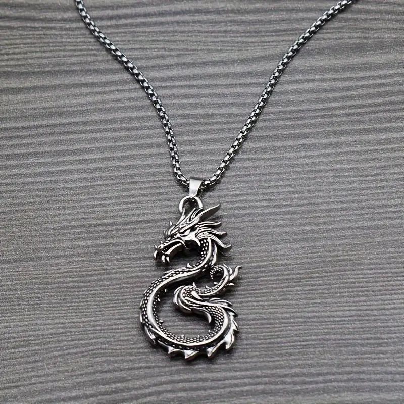 Chinese Dragon Pendant Necklace, 2024 Year of The Dragon Zodiac Jewelry