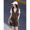 Women's Summer Faux Two-Piece T-shirt & Shorts Set