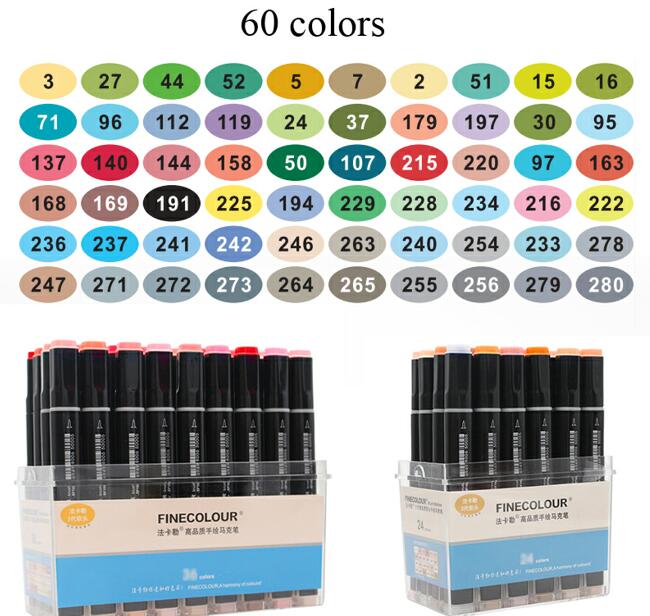 Finecolour EF102 Double-headed Soft Brush Professional Sketch Drawing Art Markers Pen