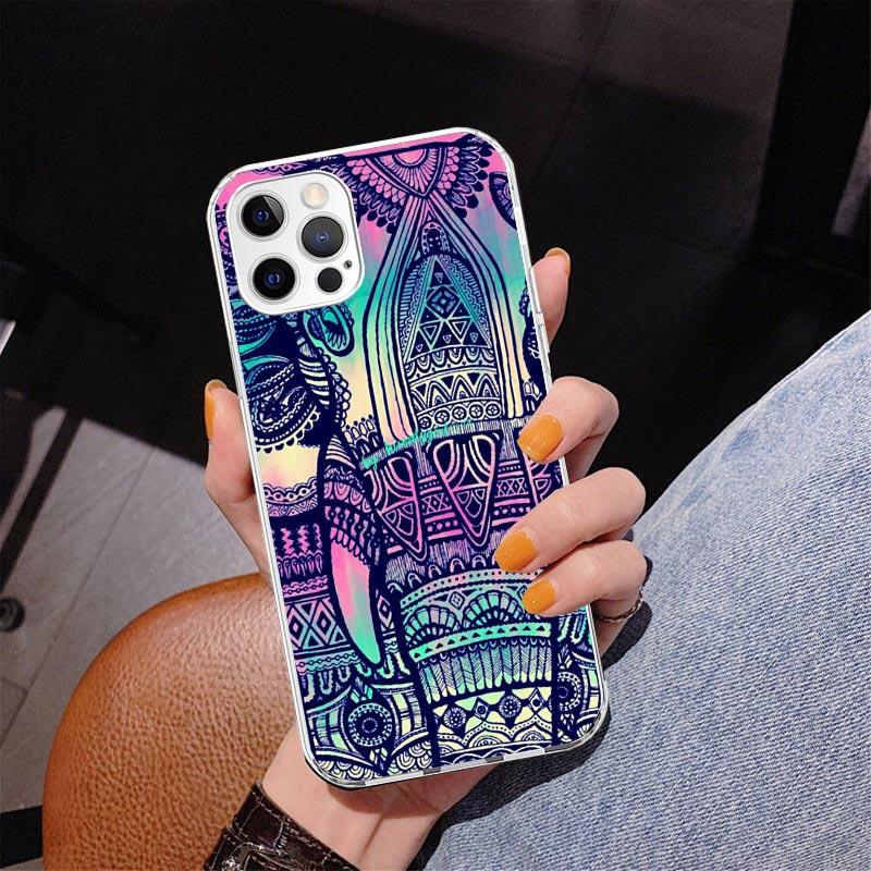 Elephant Mandala Aztec Phnoe Case for Iphone 17 Air 16 16E 11 12 13 Mini 14 Plus 15 Pro Max 7 8 + SE 2020 Phone Cover Coque