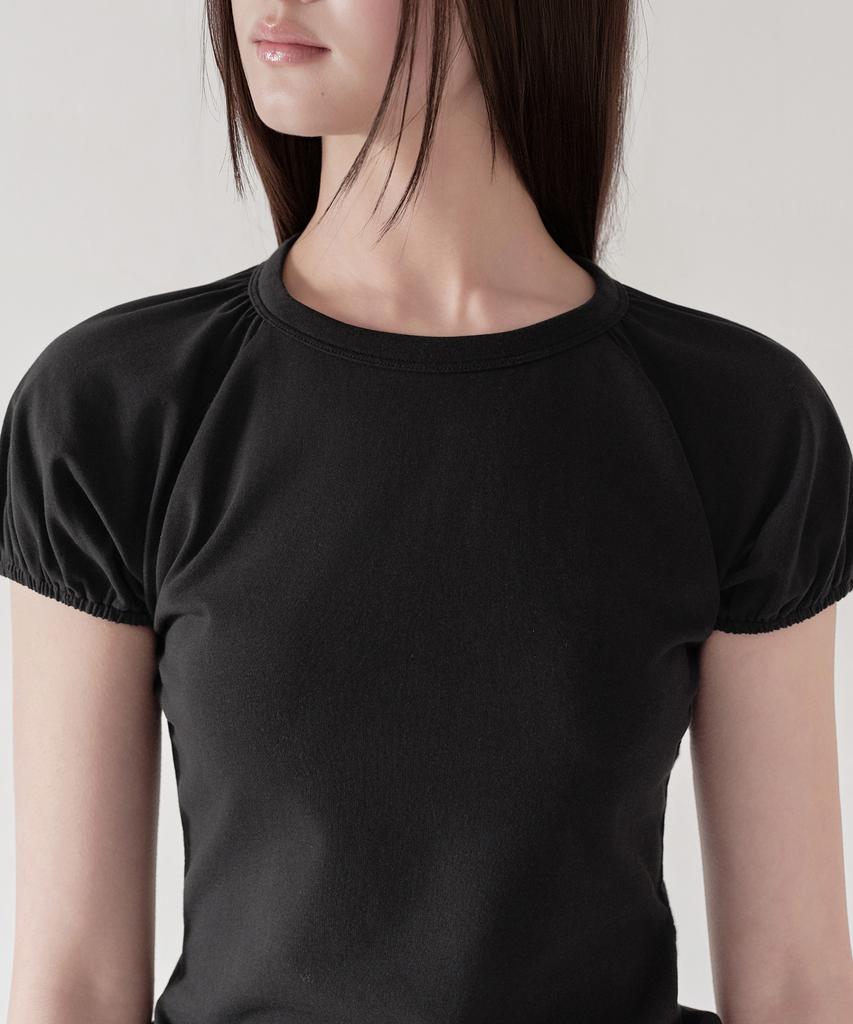 MUSINSA STANDARD WOMAN Women'S Volume Sleeve Slim T-Shirt [Black]