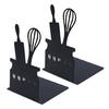 2Pcs Black Metal Bookends Kitchenware Themed Book Stoppers Heavy Duty Desk Book Organiser For Office Home Library School