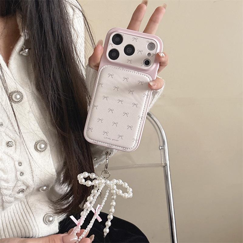 Premium Leather Bow Lanyard for iPhone 17, 16 Pro Max, 15, & 14 Case
