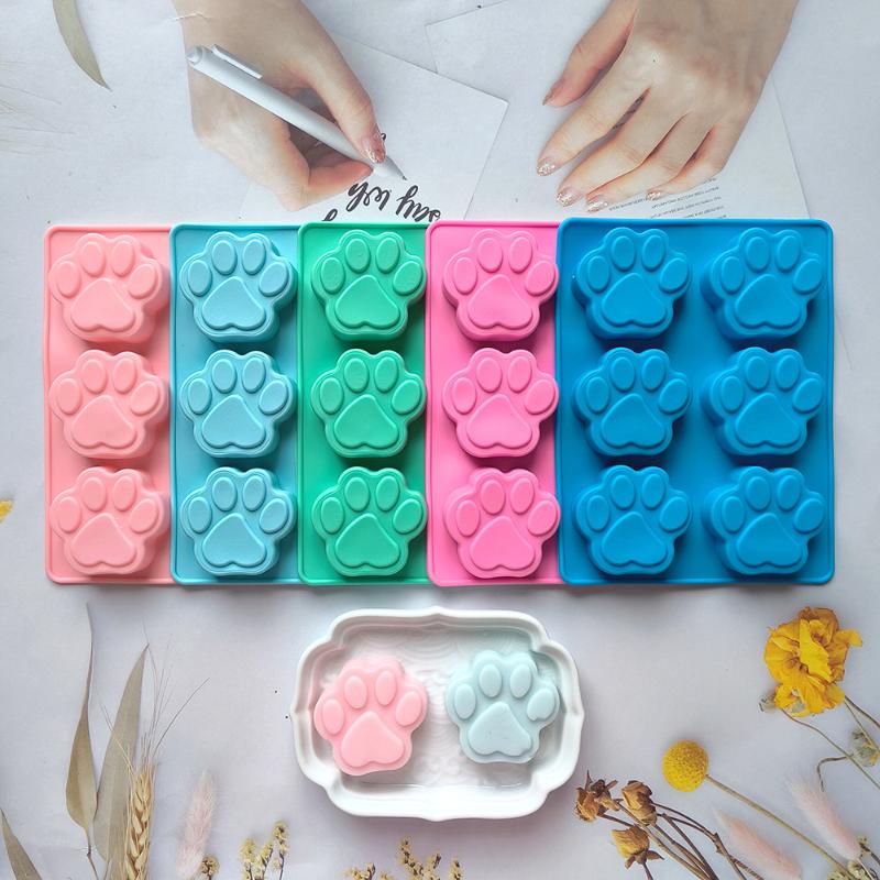 Puppy Cat Paw Silicone Mold Diy Candle Soap Aromatherapy Crafts Casting Fondant Chocolate Cake Decorating Baking Mold