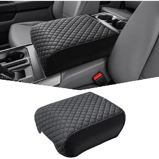 JDMCAR Armrest Cover Compatible With  - 2025 2026 Ford F150 PU Leather Car Interior Accessories, Ized Anti-Scratch Leather Armrest Lid Protector Pad
