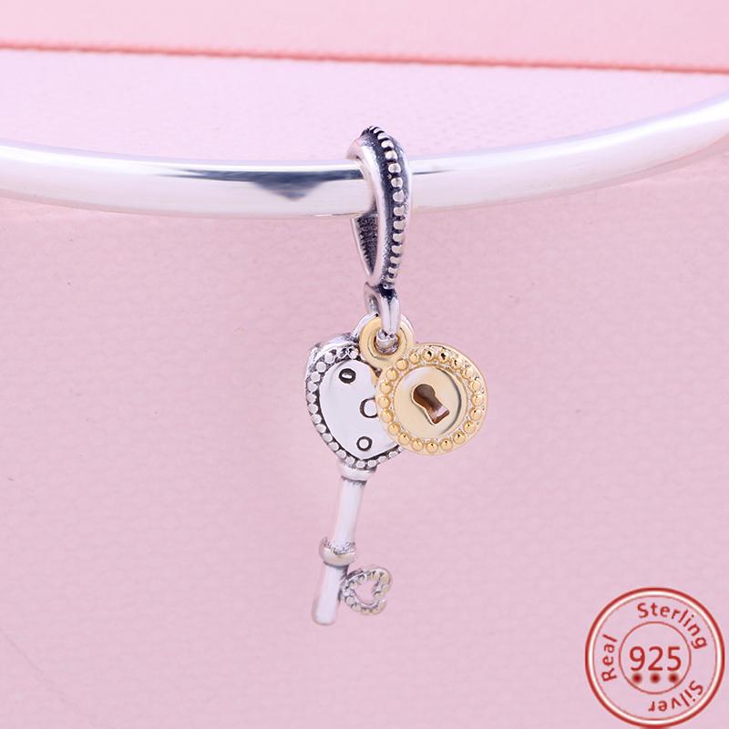 925 Silver Lock Key Moon Snowflake Iron Tower Pendant Beads Fit Original  Charms Bracelets Women Fine Jewelry Accessories