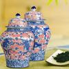 Ginger Jar Chinese 1300ml with Sealed Lid Table Decoration Tea Storage Bottle Jar for Grain Kitchen Coffee Dining Table Office
