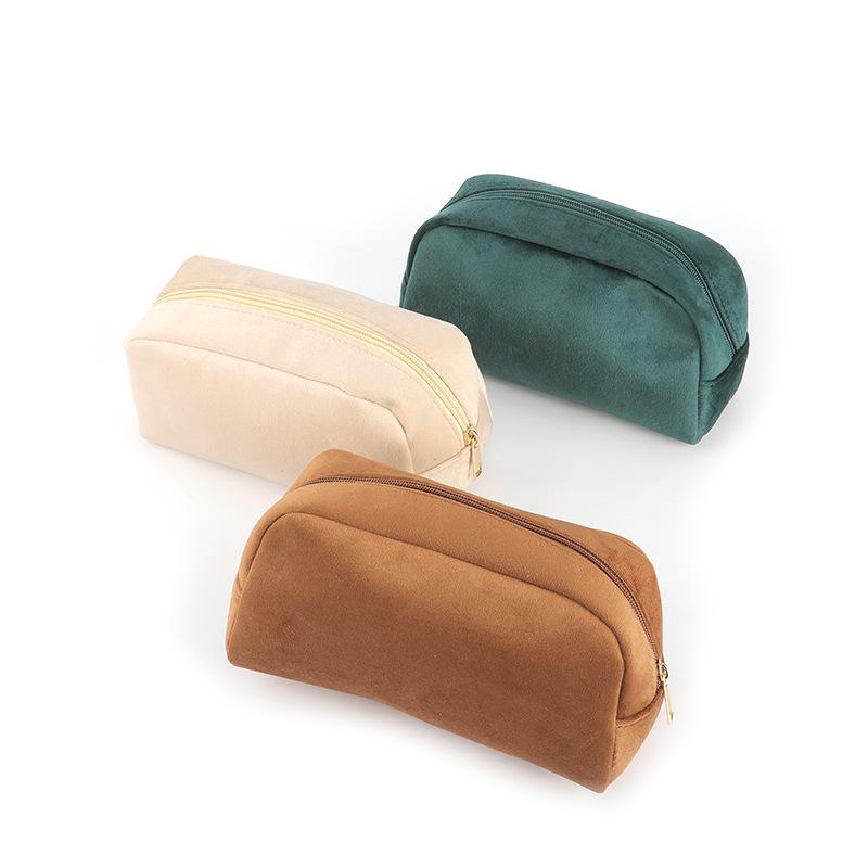 New solid-color high-end PU makeup bag, large-capacity portable hand-held toiletries storage bag, one piece