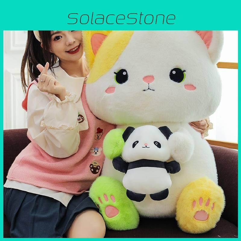 Cat With Panda Plush Toys Cartoon Stuffed Dolls Room Decorations Kids Gifts