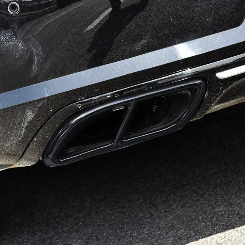 Car Muffler Exhaust Pipe Tail Cover Trim Stainless Steel 2pcs Glossy Black For Volvo S60 S90 V90 2016 2017 2018