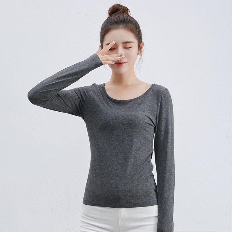 Classic Cotton Blend Women Ladies Long Sleeve Plain T-shirt With Timeless Appeal