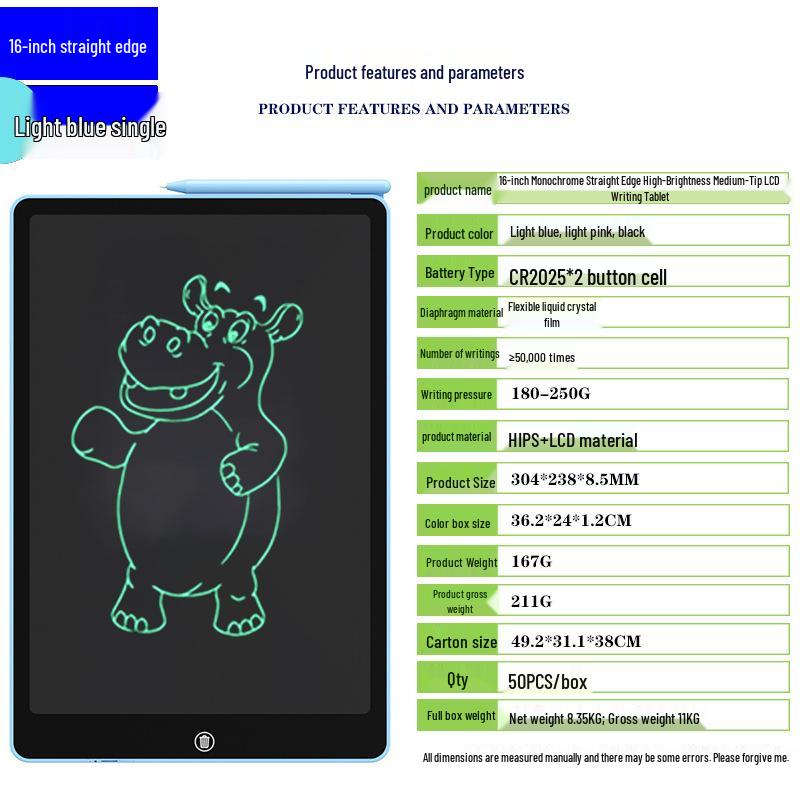 Kids' LCD Drawing Tablet - 6.5/8.5/10/12 Inch with One-Click Clear Screen