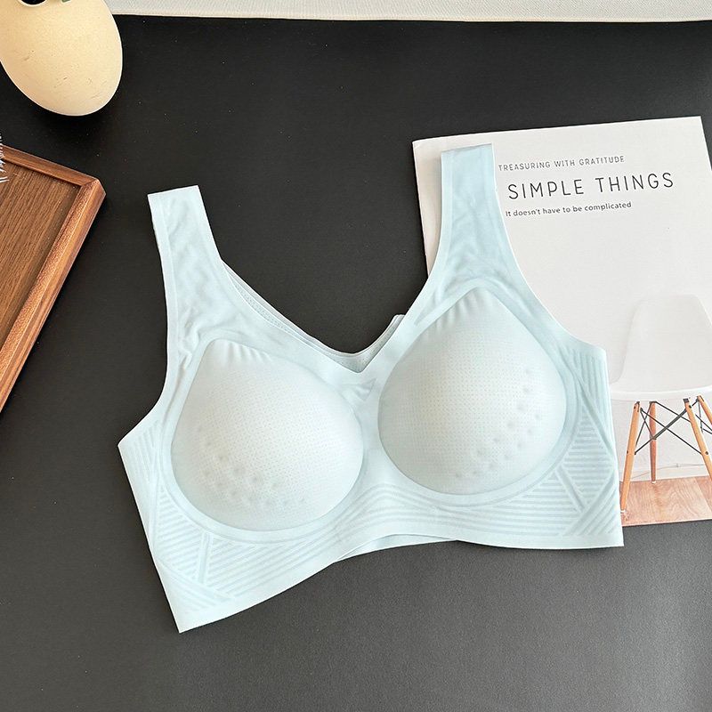 Summer Jelly Strip Bra with Cool Cups, Breathable Ultra-Thin Vest-Style, Naked-Feel Quick-Dry Underwear for Women, Minimizes Large Busts, Wireless