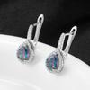 Drop Shape Colorful Zircon Silver Color Earrings Full Inlay Sparkling White Zircon Party Wedding Luxury Jewelry