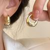 1pair Versatile Metallic Tear Drop & Oval Simple Hoop Earrings