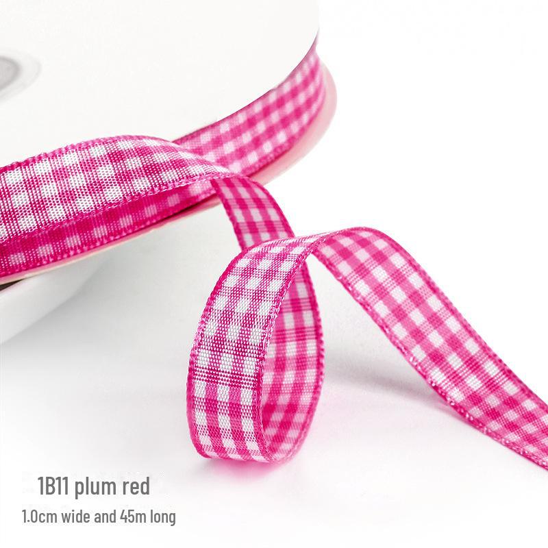 1cm Solid Color Plaid Ribbon for Cake Box Packaging and Decoration