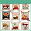 Luxurious Cotton Linen Fall Harvest Pumpkin Car Throw Pillow Case With Invisible Zipper