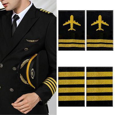 1 Paar professionelle Piloten-Epauletten, Kapitän-Uniform-Zubehör, Epauletten, Schulterstangen, Epauletten für Cosplay-Bühnenshows