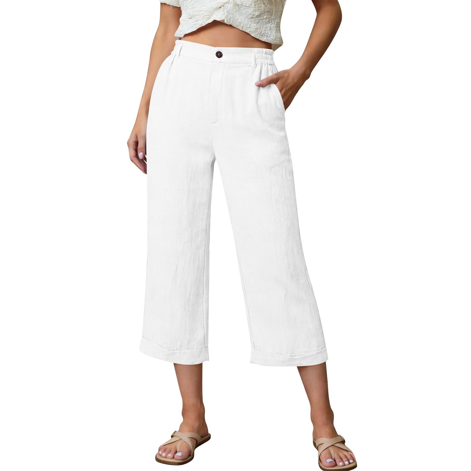 Women s Casual Fashion Pants, Casual High-Waisted Pants XXL белый