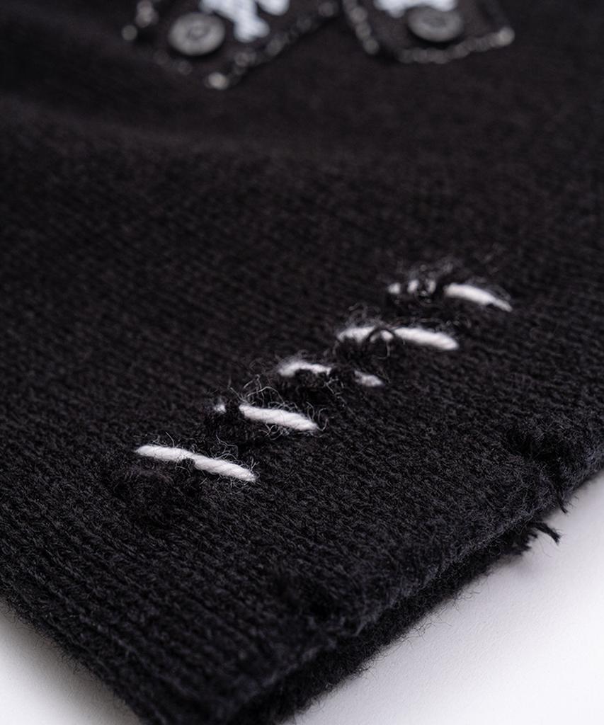 BLACKBLOND Bibbidi Hand-Stitched Graffiti Logo Beanie (Black)