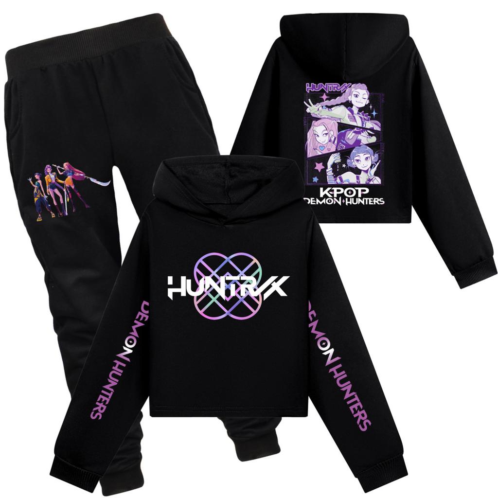Children's Hooded Top And Pants Two-piece Tracksuit Set Long-sleeved Printed Sweatshirt Set