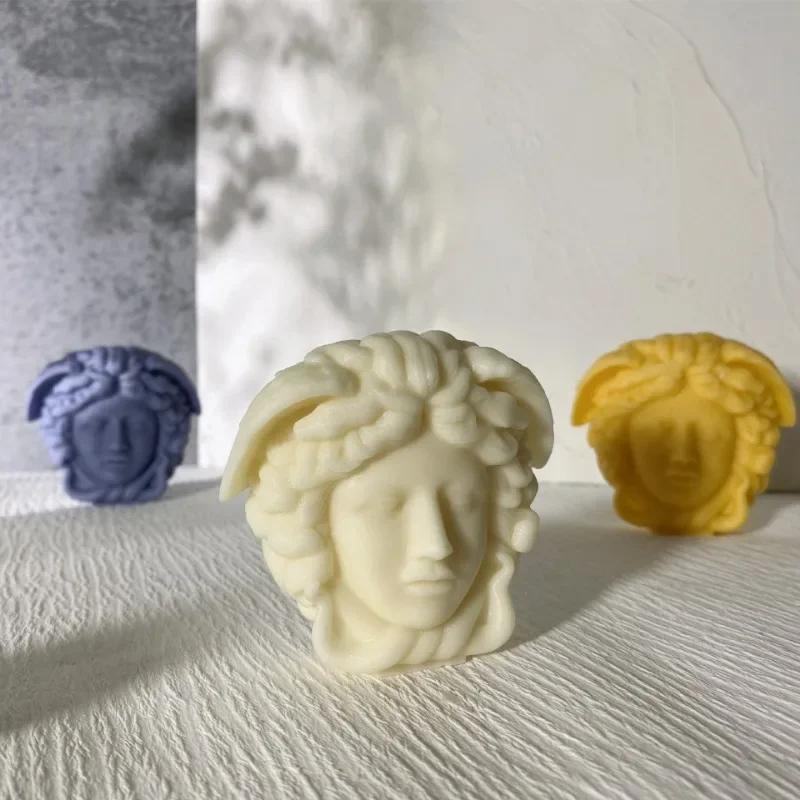 2D Medusa Head Silicone Candle Mold DIY Greek Figure Sculpture Plaster Crystal Resin Casting Molds Hand Soap Making Tools