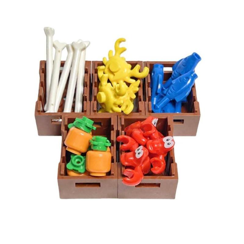 1 Set Foods And Tools Building Blocks Diy Toys Seafood Meat Vegetables Fruit Dessert Dishes Small Particle Blocks