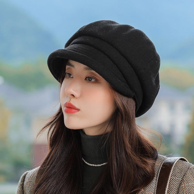 Octagonal Hat Women's Autumn and Winter Thick and Warm Beret Fashionable and Versatile Korean Version