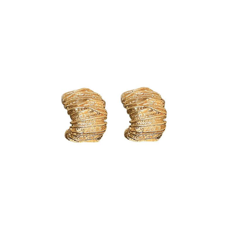 Big Fold Geometry Metal Stud Earrings for Women Girl Korean Love Aesthetic Daily Life Minimalist Jewelry